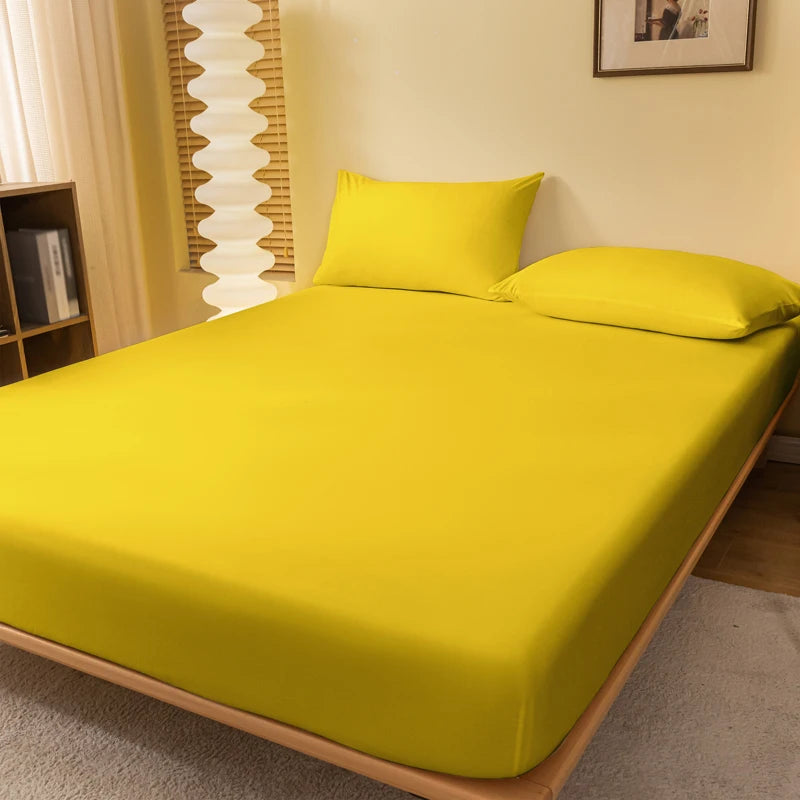 Matte Solid Polyester Fitted Sheet For Bedroom Decor