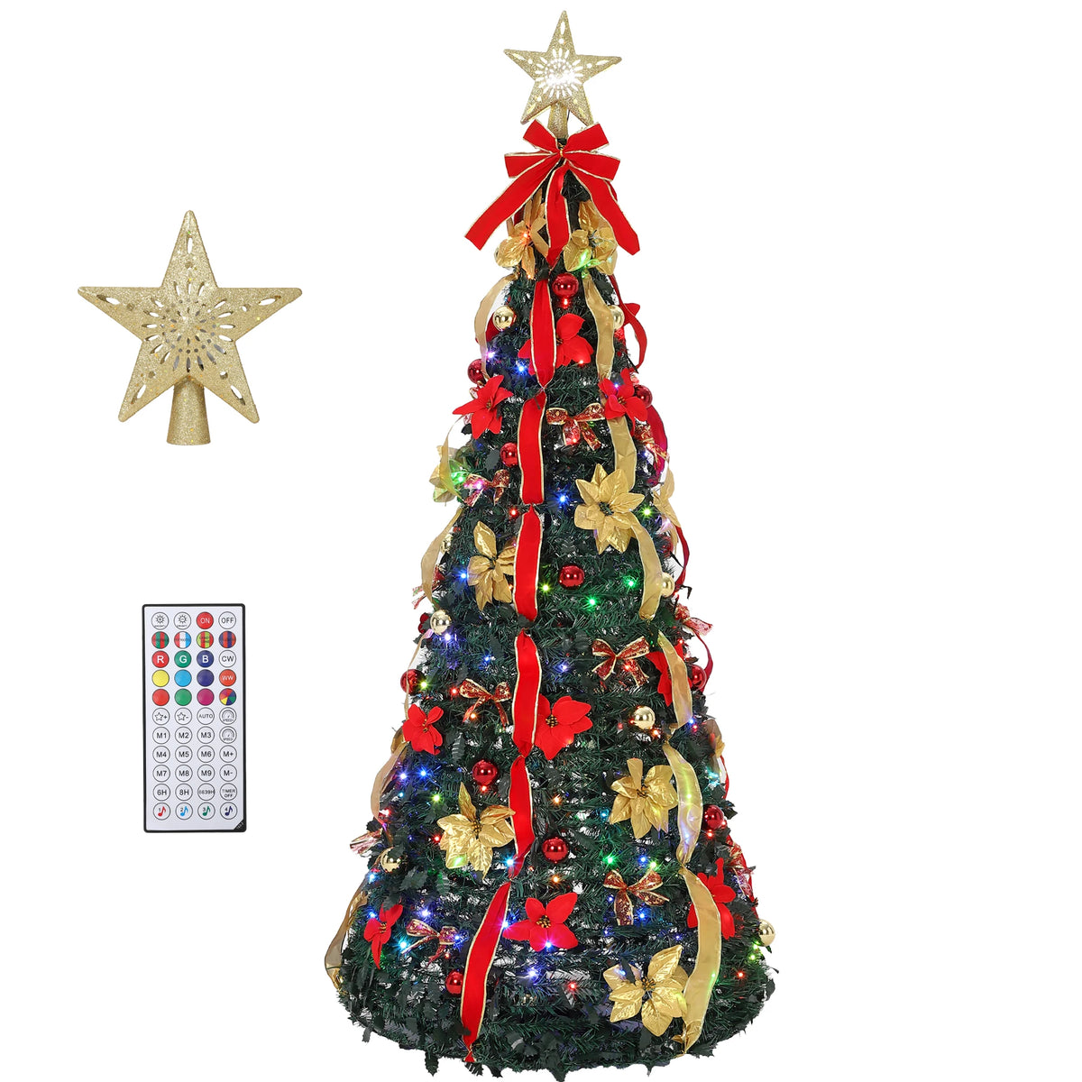 HiMISS Pre Lit Pop Up Christmas Tree With Projection Star topper