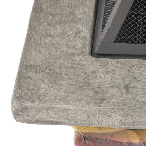 Concrete Wood Burning Outdoor Fire Pit Table With Lid