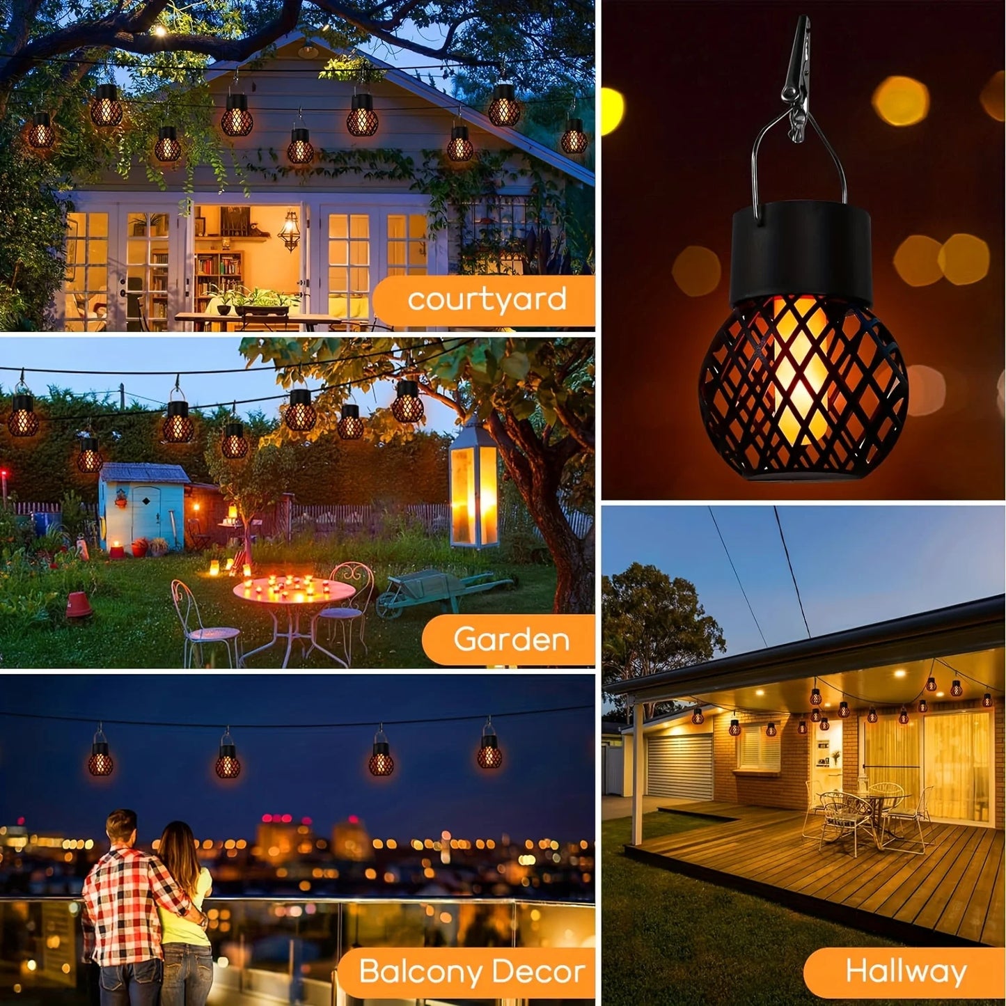 Solar Powered Pendant Lights for Outdoor Landscaping IP65 Waterproof