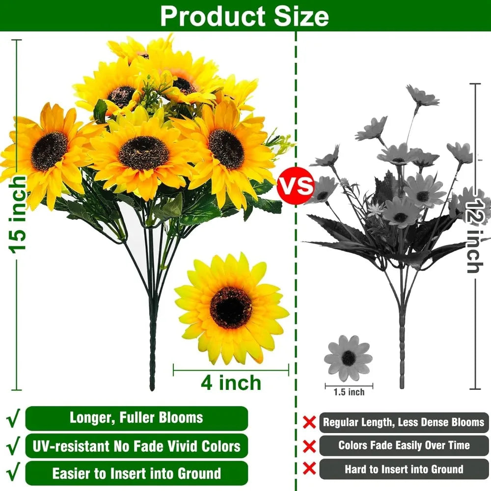 Sunflowers Artificial Flowers 28-Piece Outdoor Fall Decor Bouquet