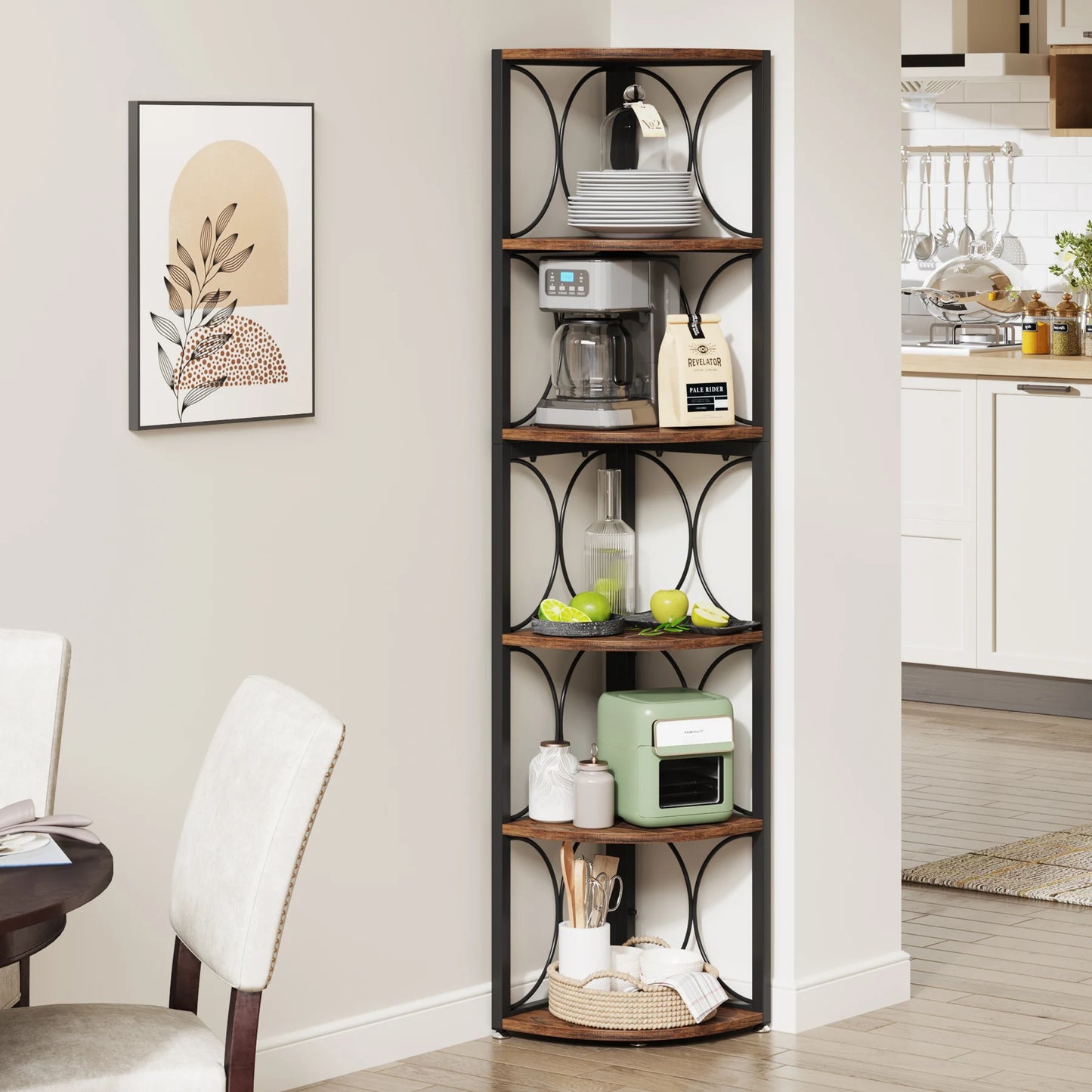 Tribesigns Six Tier Corner Bookshelf Storage Rack Shelving Unit