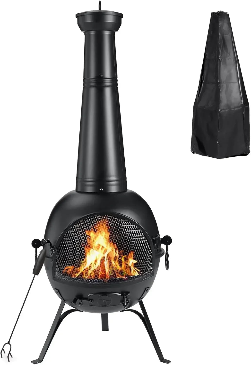 Prairie Fire Chiminea Fire Pit With Rust Free Iron Cover