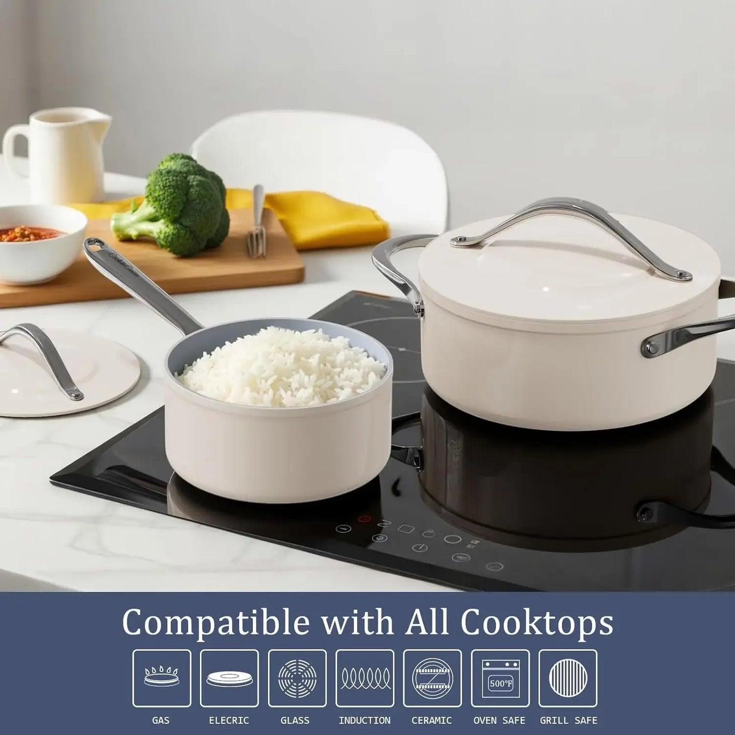 PFAS Free Ceramic Cookware Set With G7 Coating Nonstick Pots And Pans