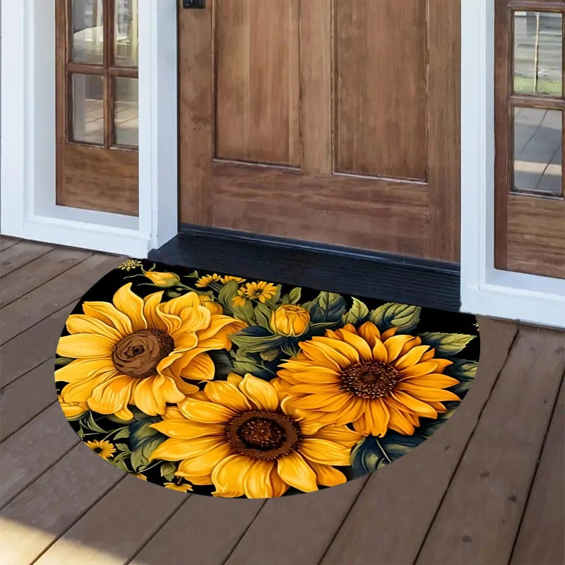 Sunflower Pattern Doormat For Indoor Entrances And Hallways