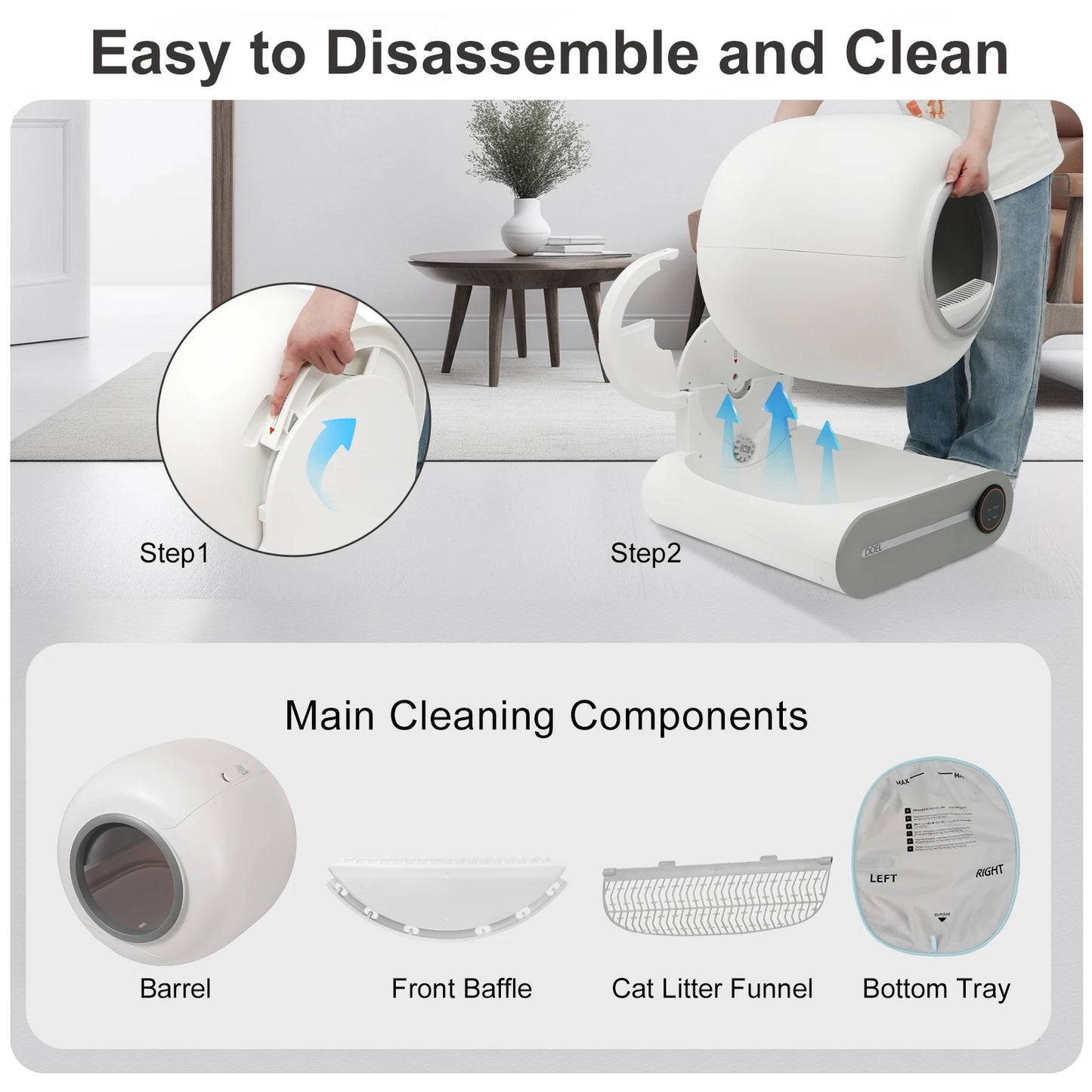 Doel Smart Automatic Self Cleaning Cat Litter Box With WiFi