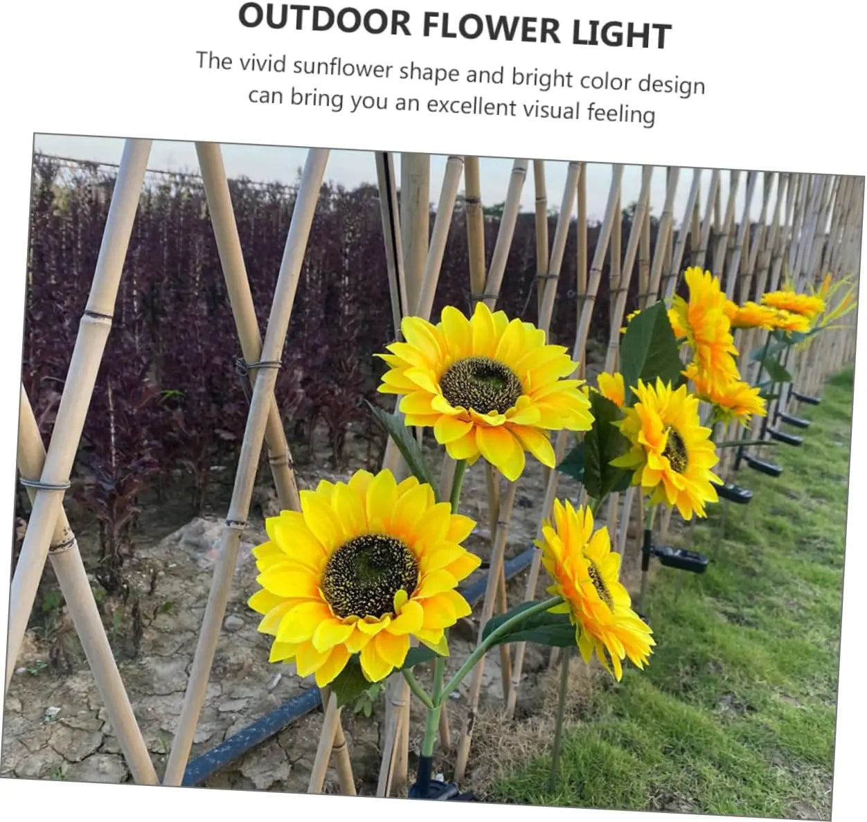 Solar Sunflower Garden Stake Lights 3-Head Waterproof Outdoor LED