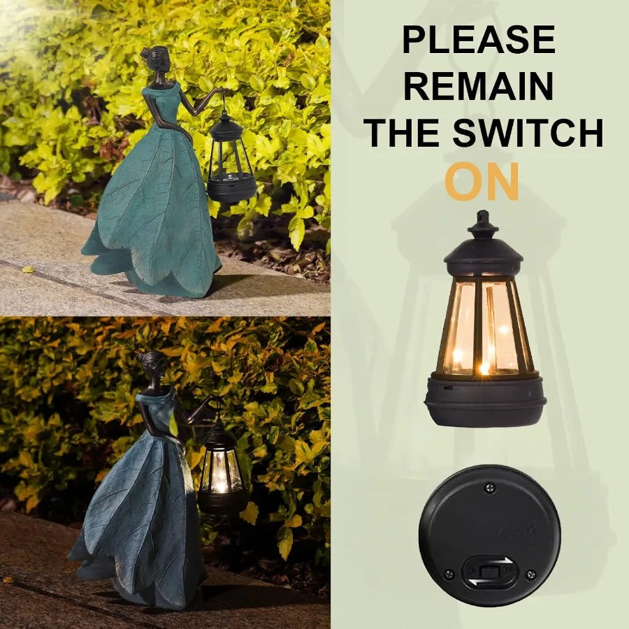 Fairy Solar Outdoor Lights Resin Garden Figurine For Patio Decor