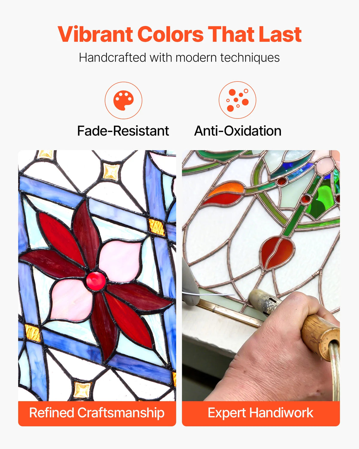 SucceBuy Tiffany Style Stained Glass Hanging Window Panel Home Decor