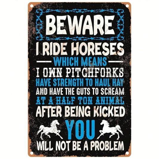 CIFBUY Vintage Aluminum Western Saddle Wall Sign for Rustic Decor