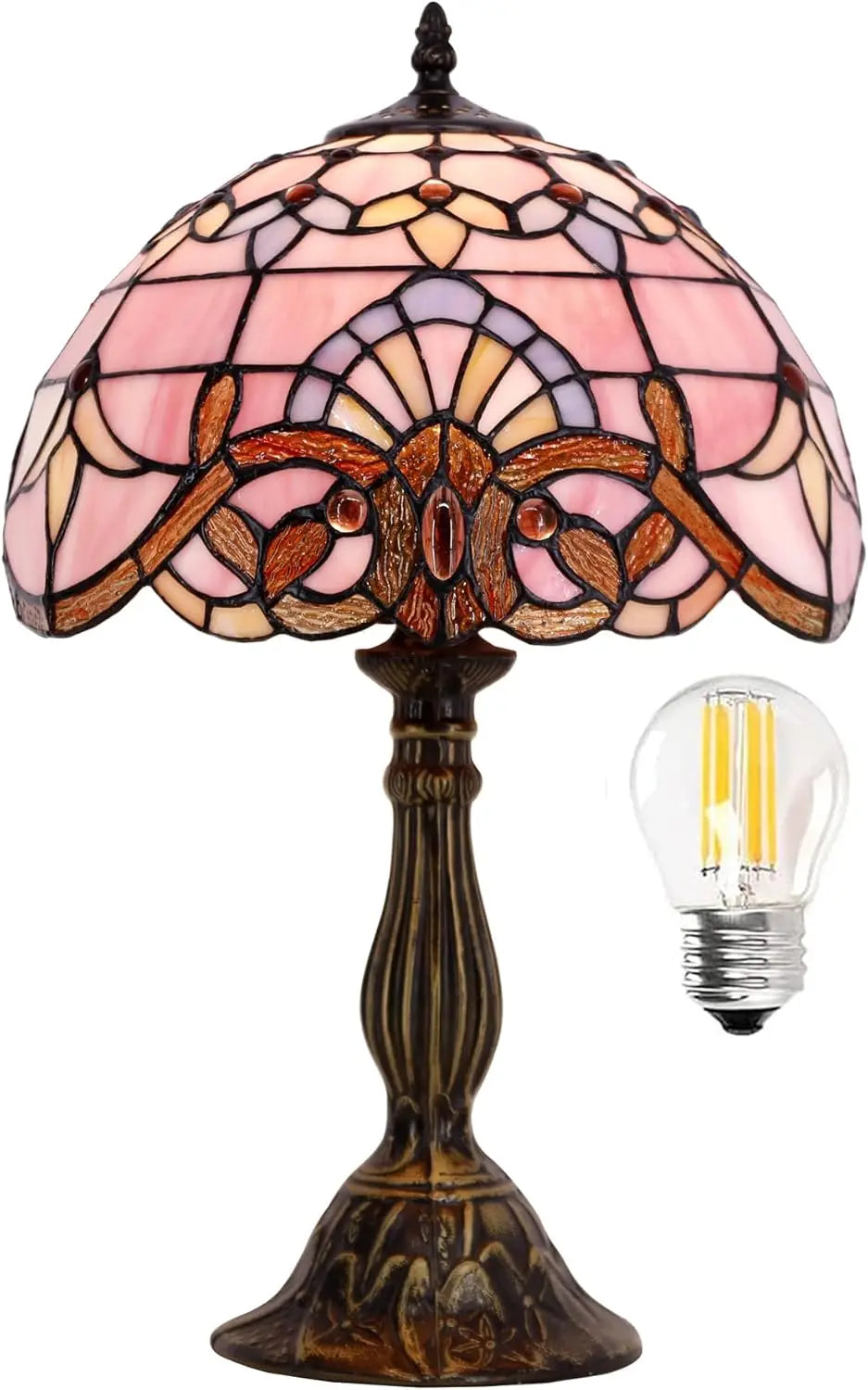 Tiffany Style Stained Glass Table Lamp Baroque Desk Light