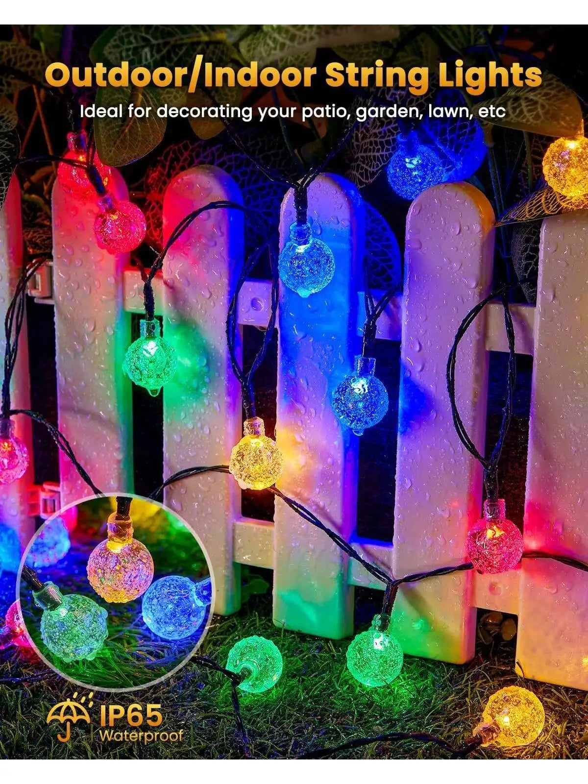 Bhony Solar Powered String Lights Outdoor Waterproof Garden Decor