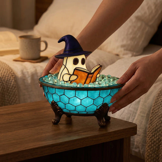 Halloween Ghost Table Lamp Tiffany Stained Glass Night Light Decor