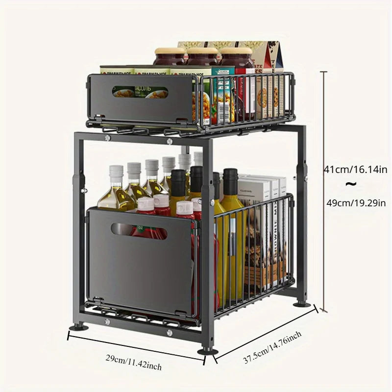 AEHOME 2 Tier Slide Out Cabinet Organizer For Under Sink