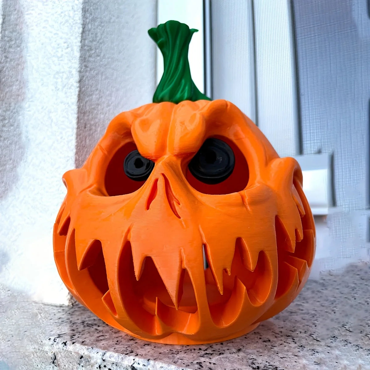 Resin Halloween Pumpkin Decor Spooky Skull Face Hollow Centerpiece