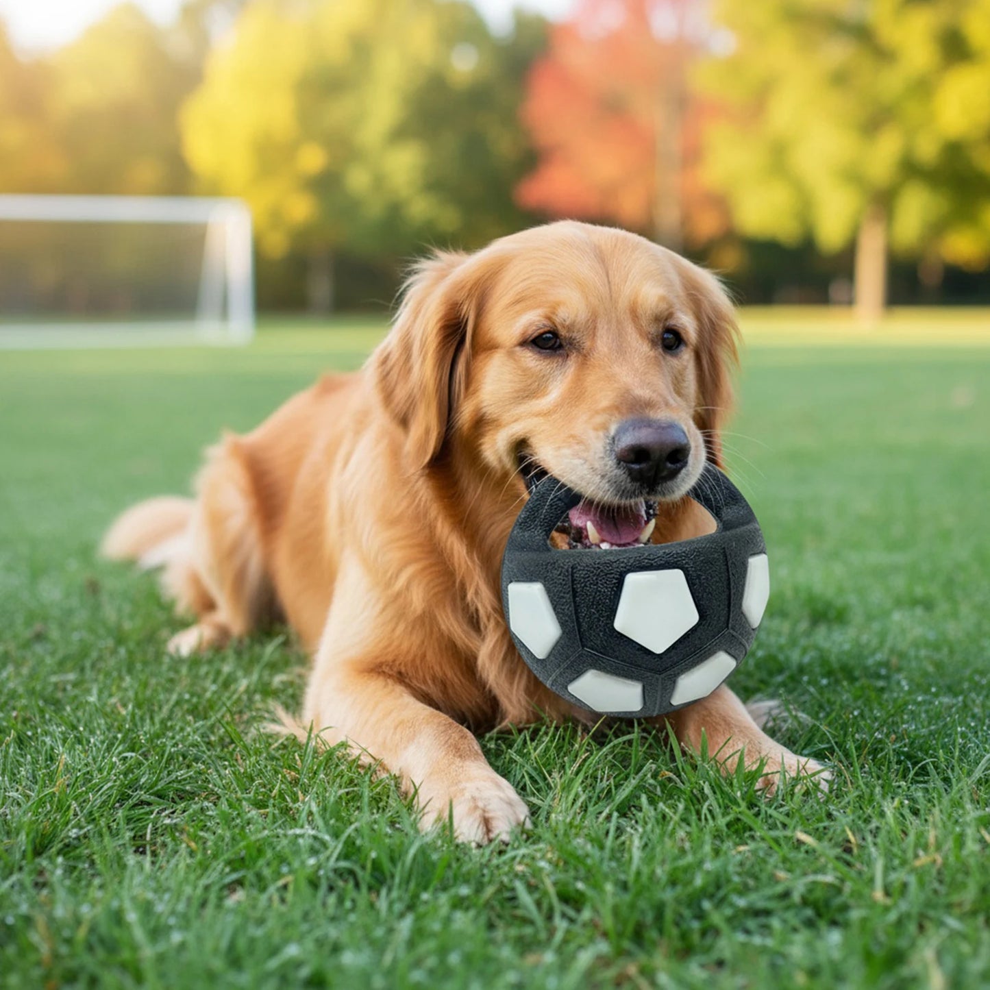 NONE Dog Calming Ball With Handle Interactive Squeaky Football Toy