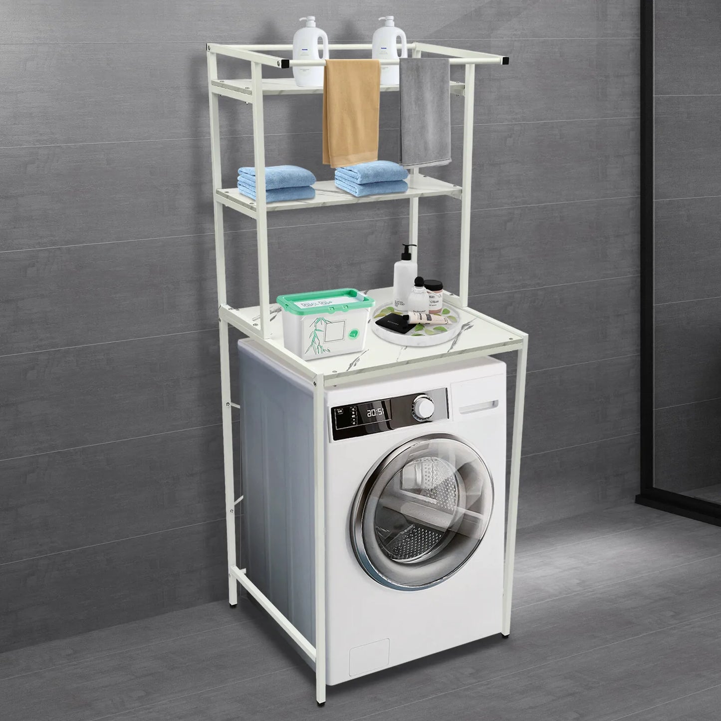 3-Tier Over Washer Dryer Storage Shelf Organizer For Bathroom