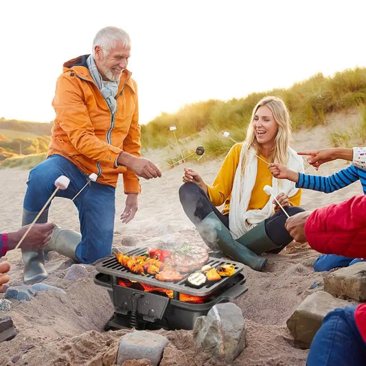 Portable Cast Iron Hibachi Grill With Grate Lifter