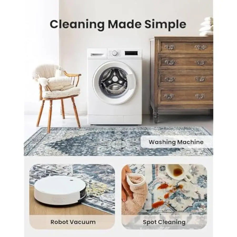 AMADA HOMEFURNISHING Washable Area Rug With Low Profile Non Slip Backing
