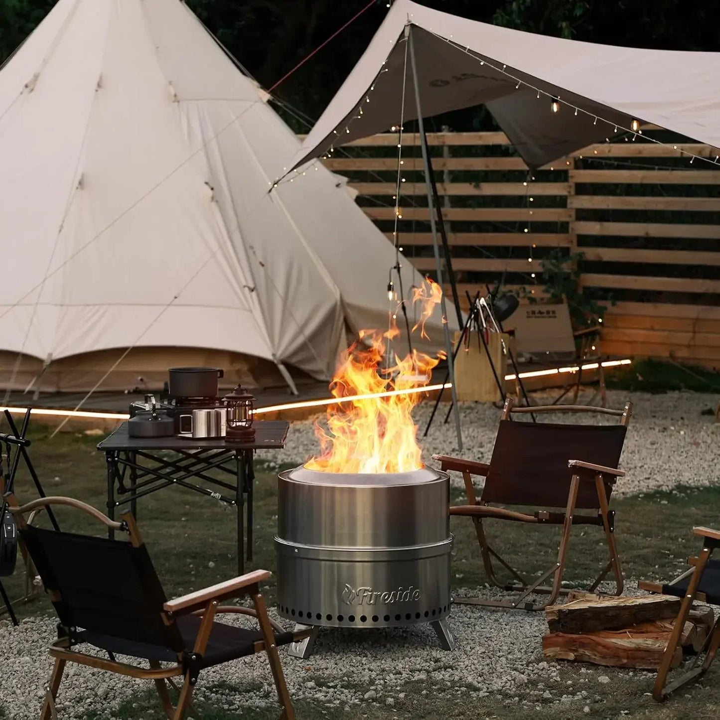 Smokeless Fire Pit Outdoor Wood Burning Portable Stainless Steel Stand
