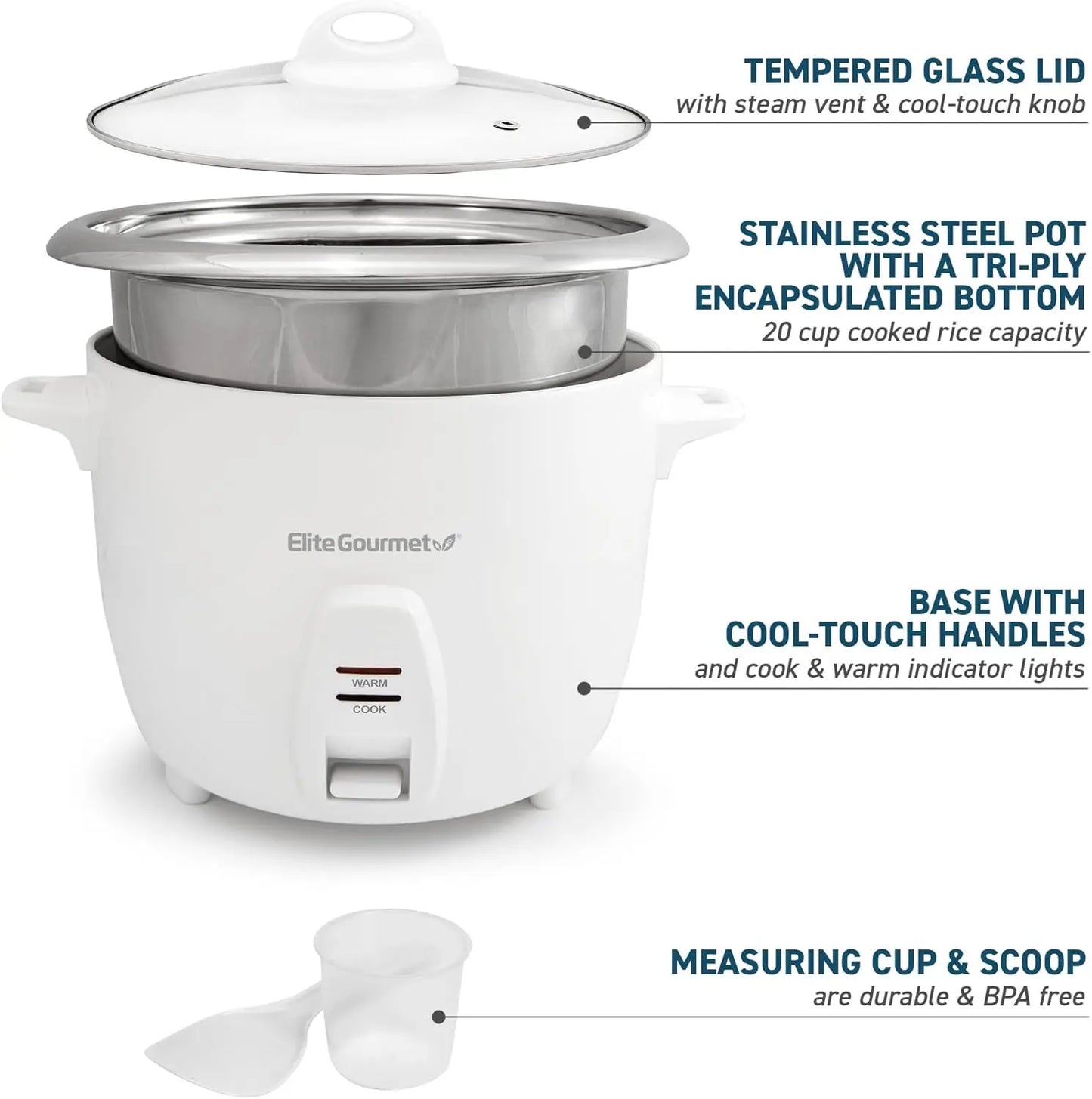XMSJ Electric Rice Cooker With Stainless Steel Inner Pot