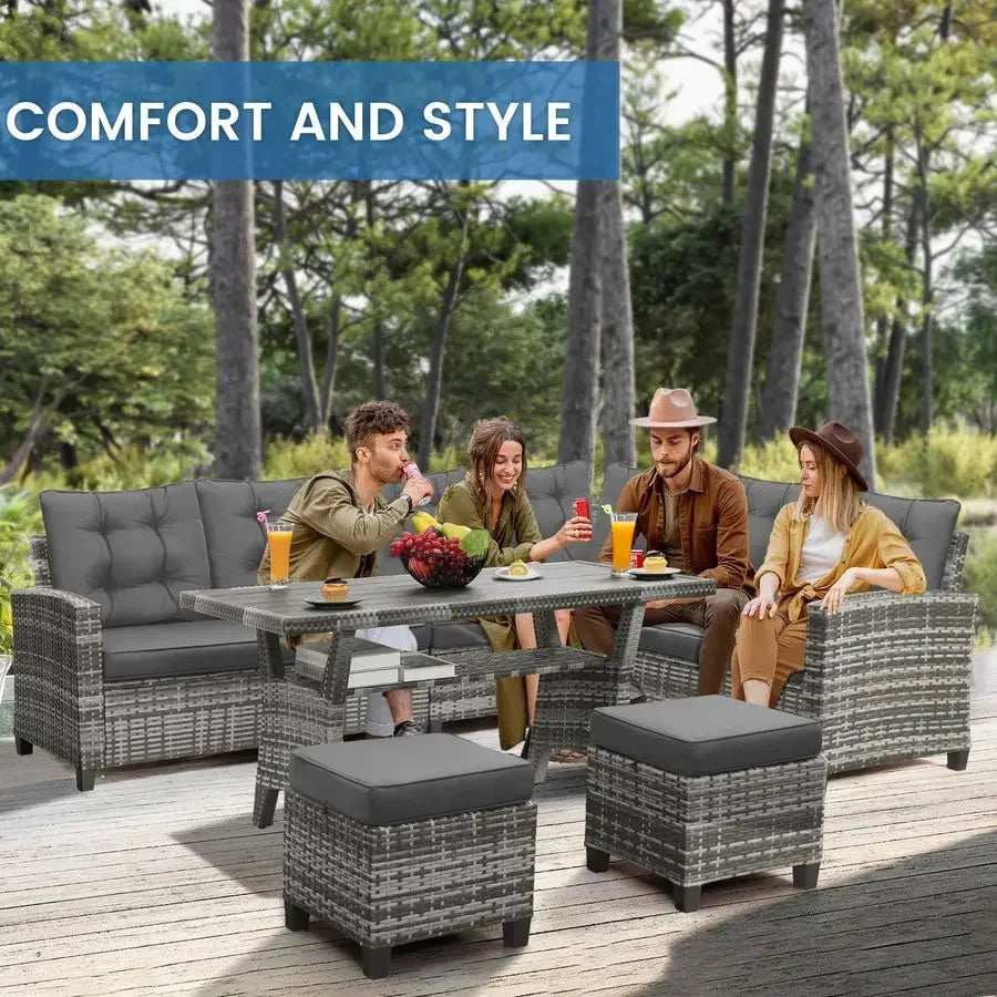 XMSJ Outdoor Patio Furniture Set With Sectional Sofa And Table