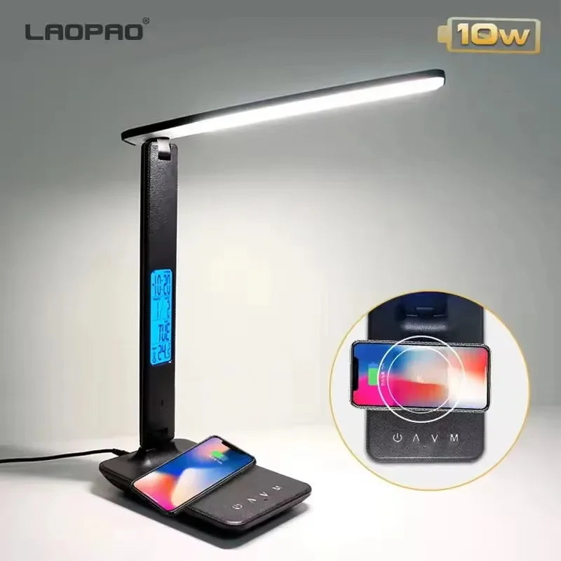 LAOPAO 10W Wireless Charging LED Desk Lamp With USB Port And Auto Timer