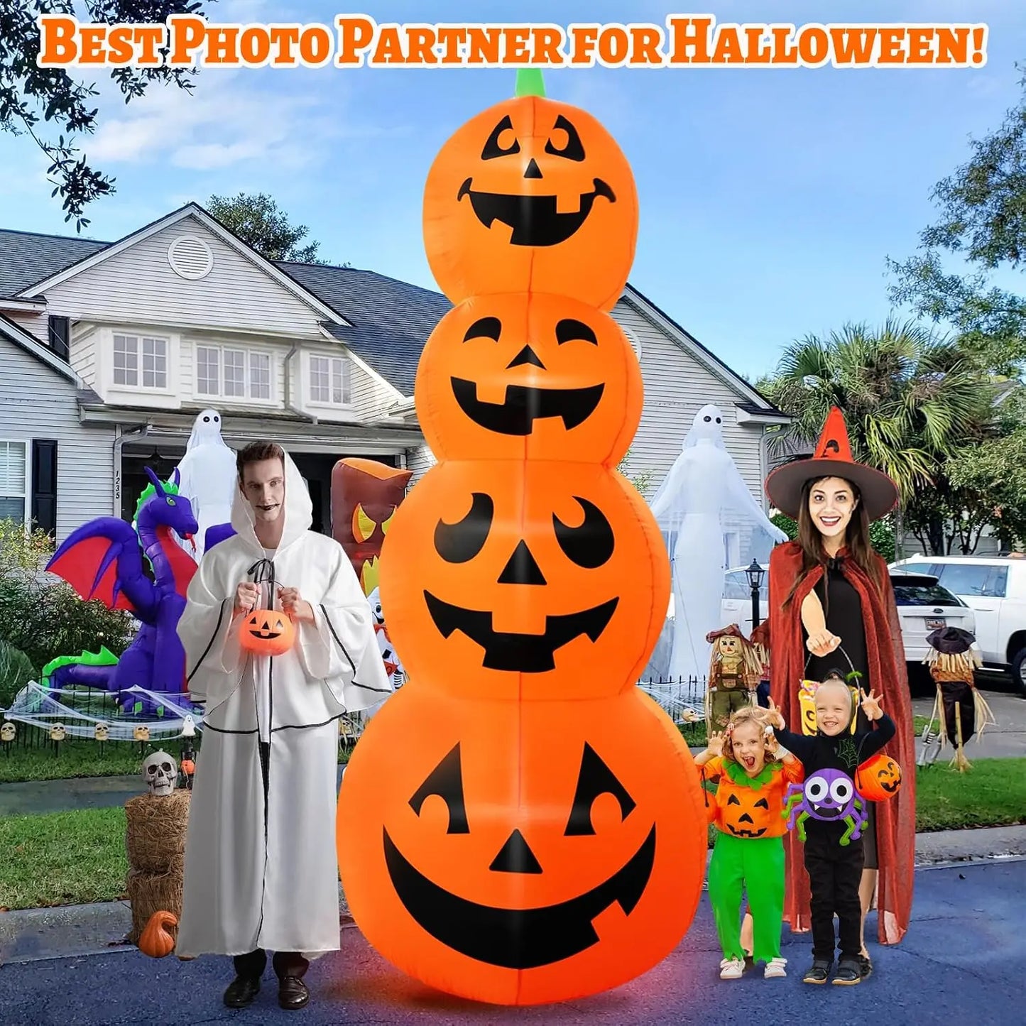 High-concerned Inflatable Giant Pumpkin Halloween Decoration With Built-In LEDs