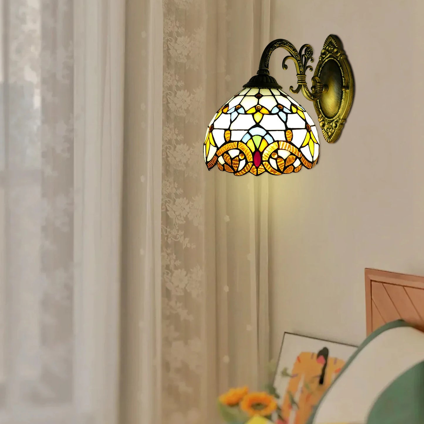 Tiffany Style Wall Lamp Vintage Dome Light For Living Room Staircase