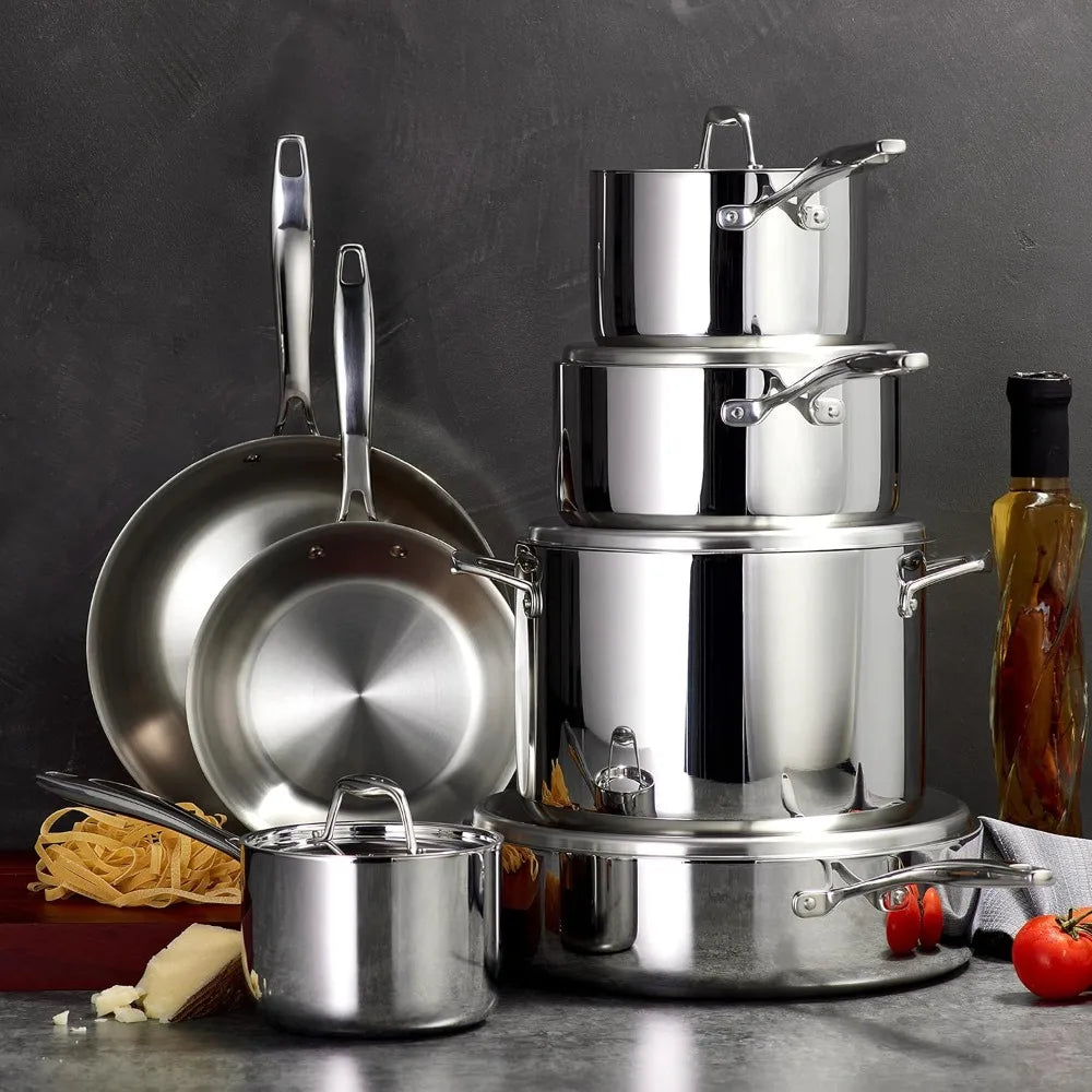 DAFIFY Signature Tri-Ply Stainless Steel 12-Piece Cookware Set With Lids