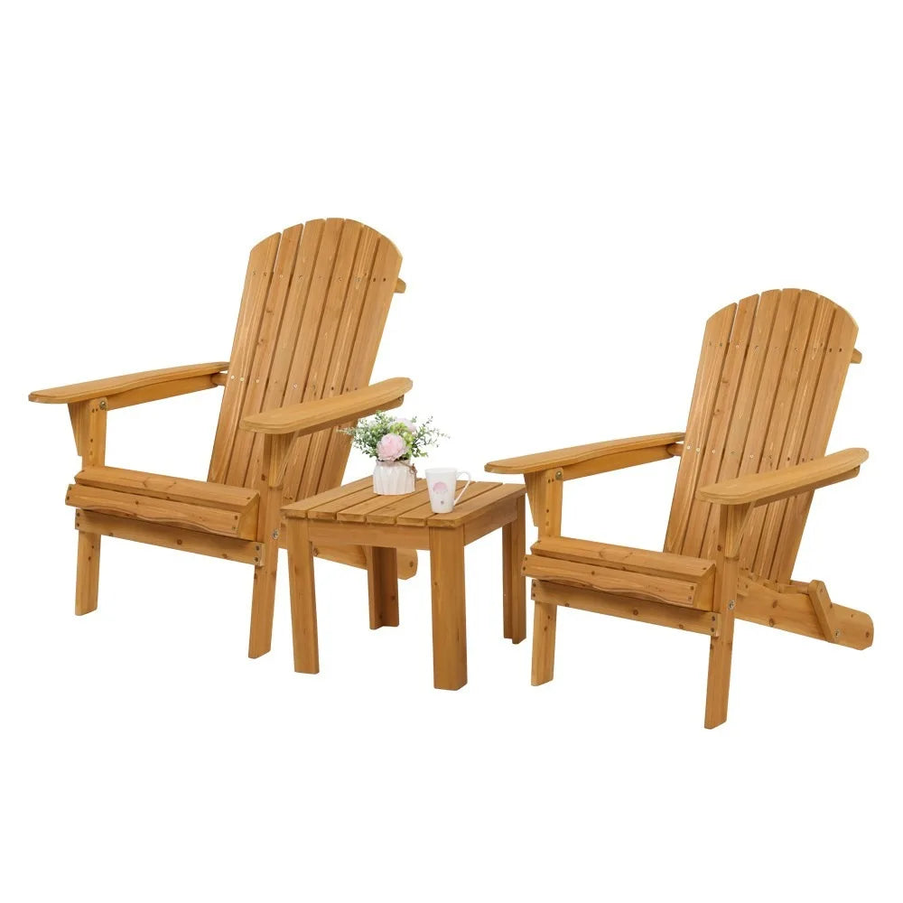 Wooden Reclining Adirondack Chairs Outdoor Patio Furniture Two Pack