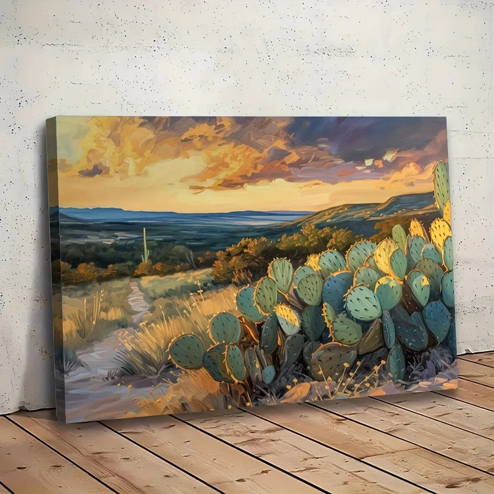 Pine Wood Frame Desert Southwest Sunset Interior Wall Art