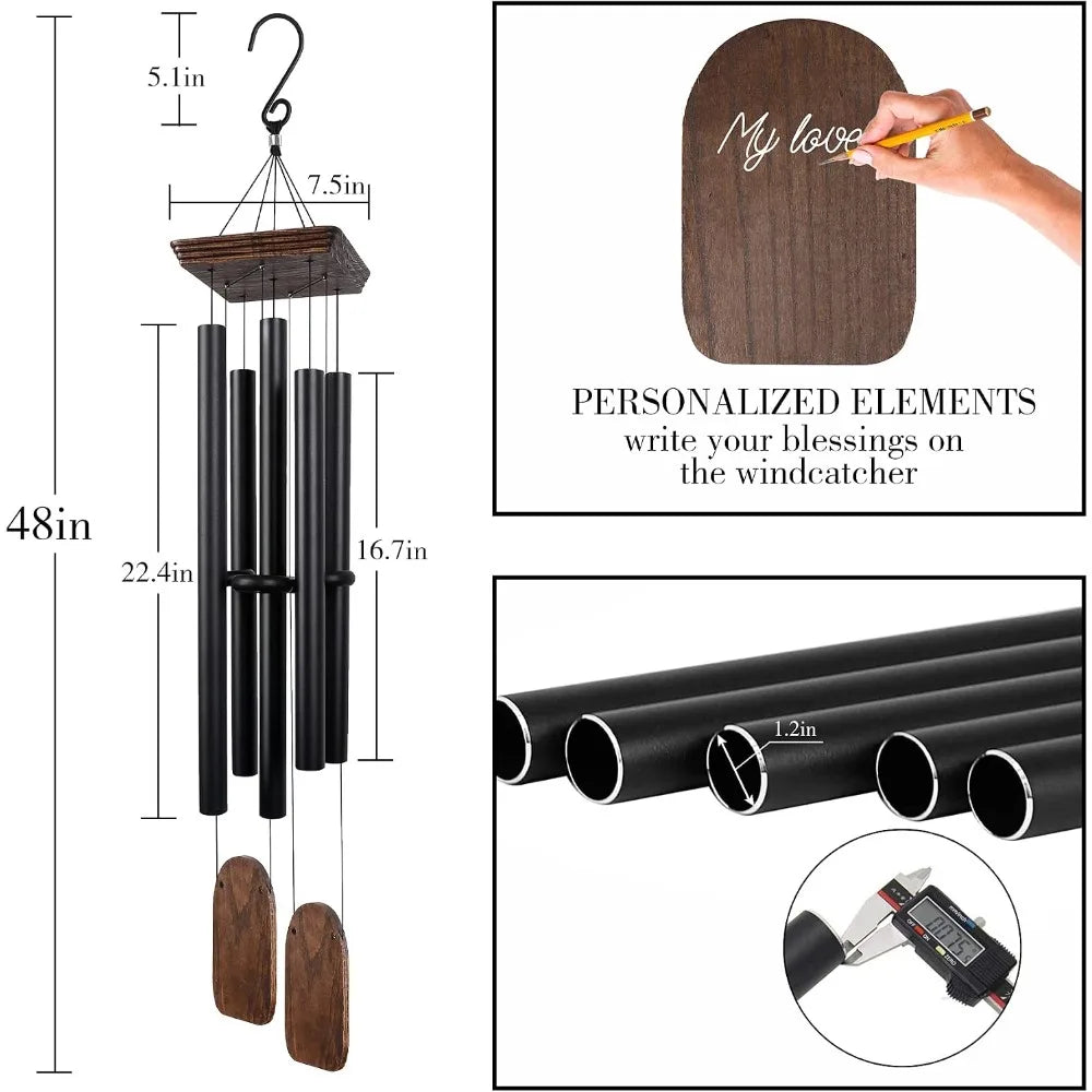 Deep Tone Memorial Wood And Aluminum Wind Chimes For Garden