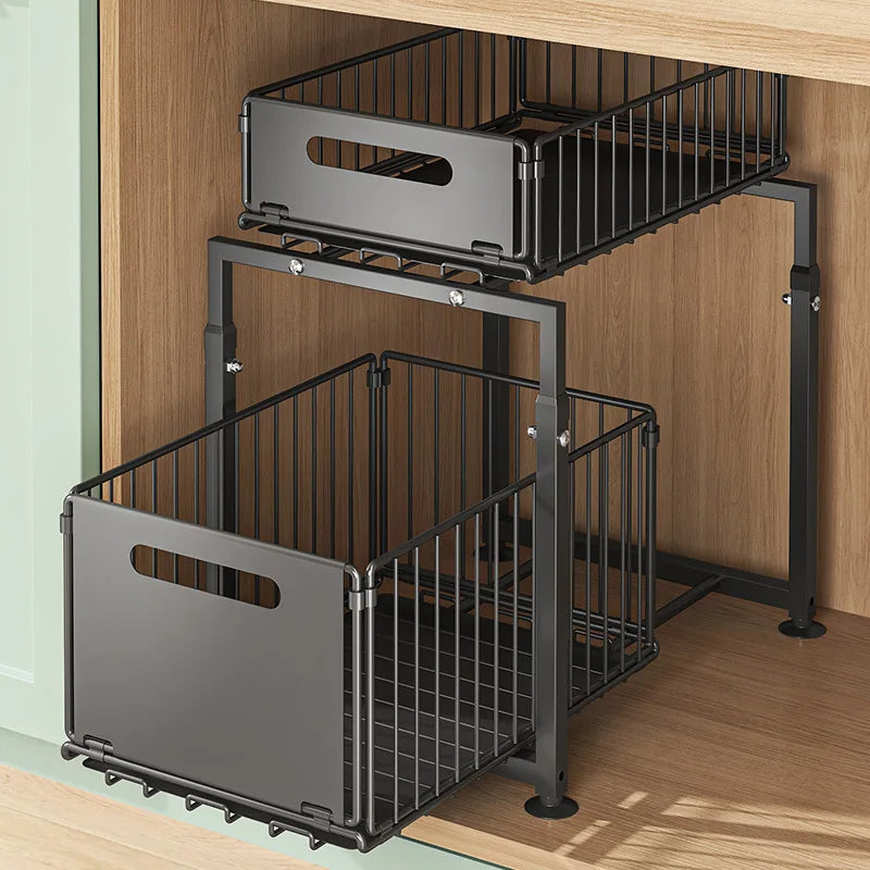 AEHOME 2 Tier Slide Out Cabinet Organizer For Under Sink