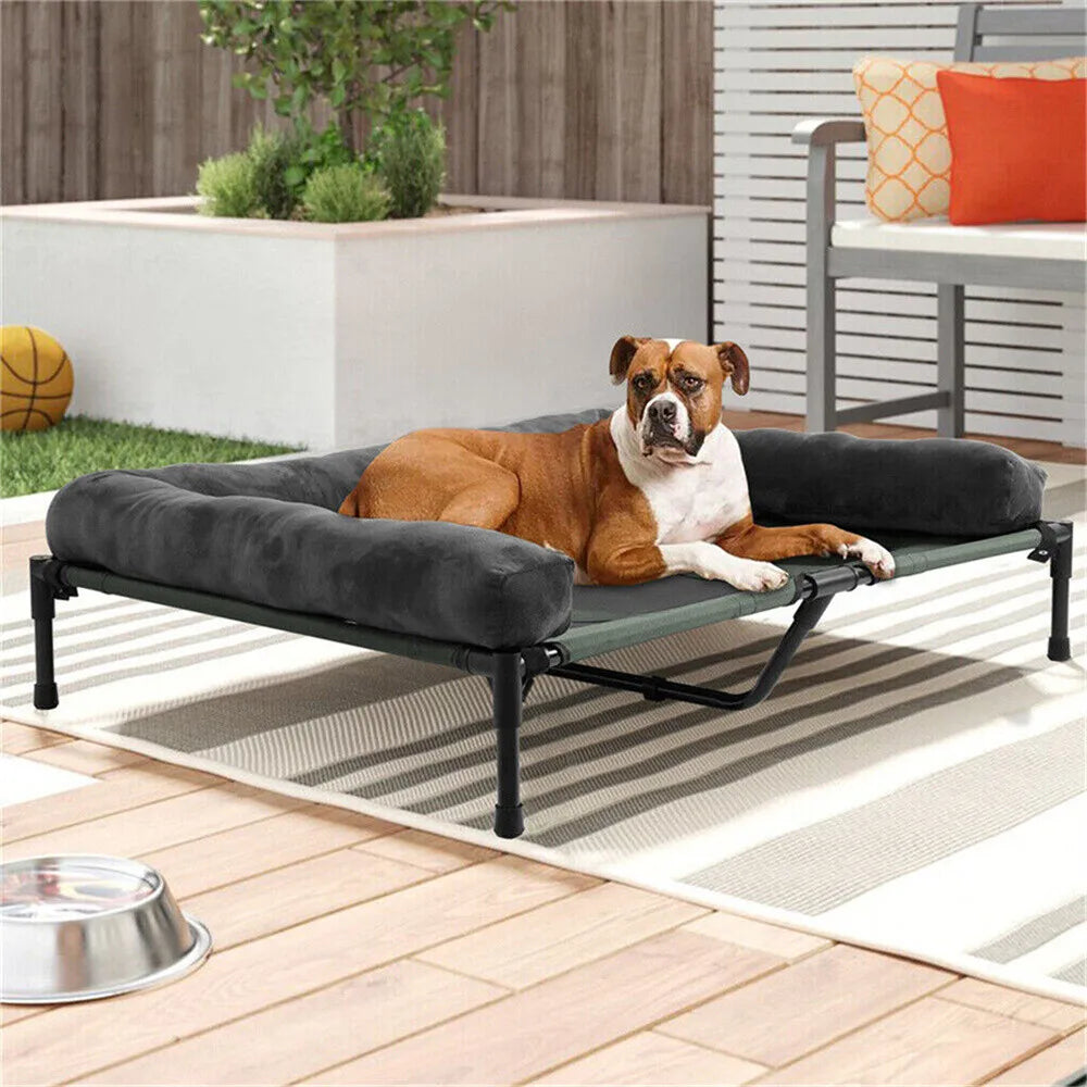 Borwart Elevated Cooling Dog Bed With Removable Cover And Plush Mat