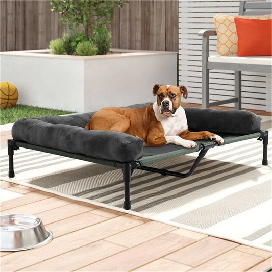 Borwart Elevated Cooling Dog Bed With Removable Cover And Plush Mat