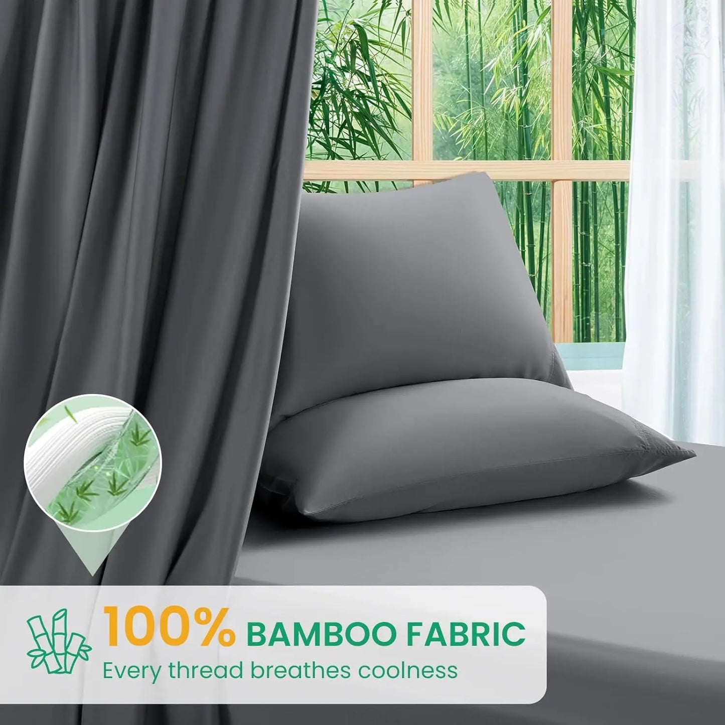 Bamboo Sheets Ultra Breathable Cooling for Hot Sleepers Quad Set