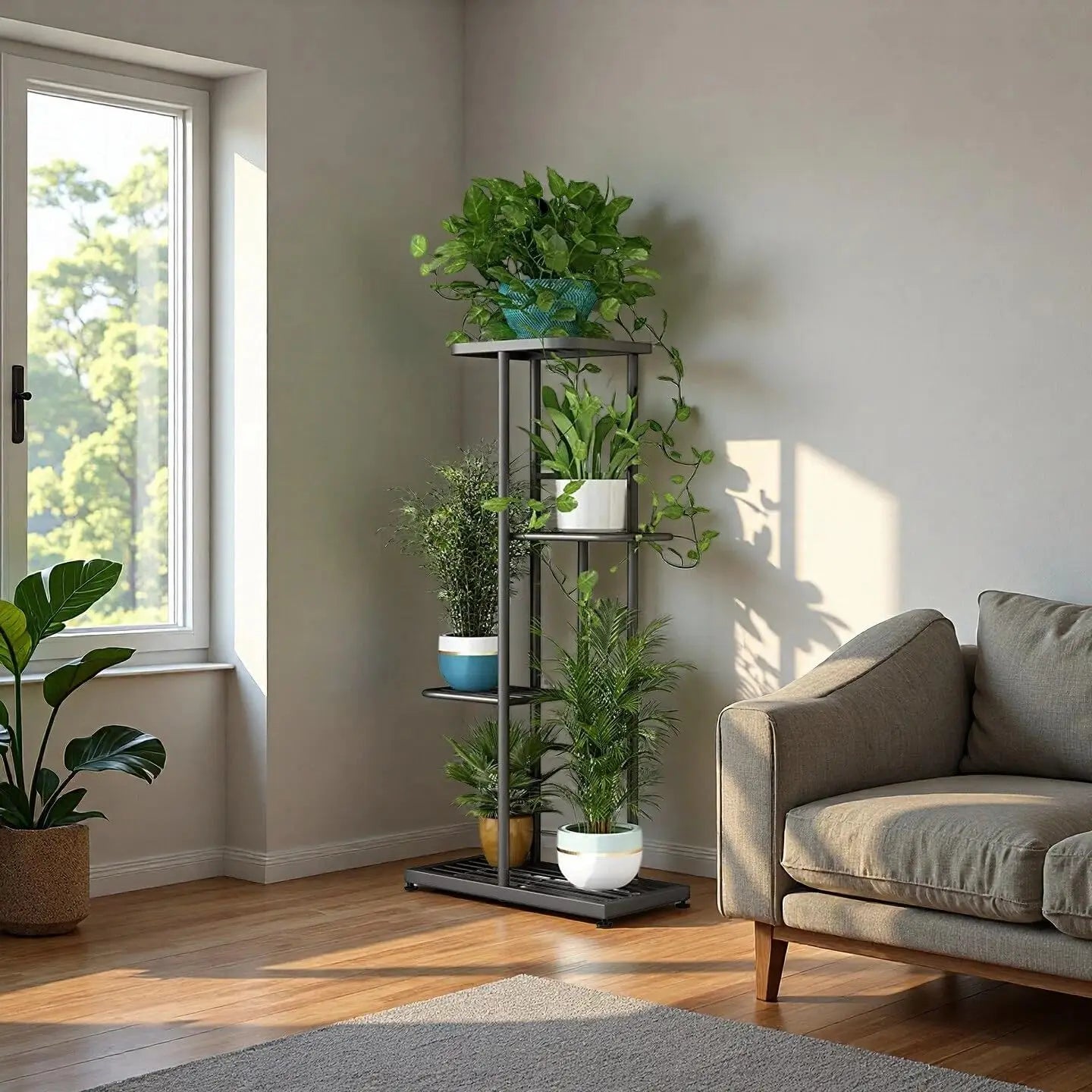 4-Tier Metal Plant Stand Indoor Outdoor Corner Shelf