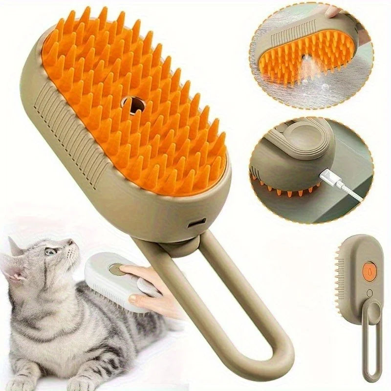 Pet Steam Grooming Brush With Massage Spray For Pets