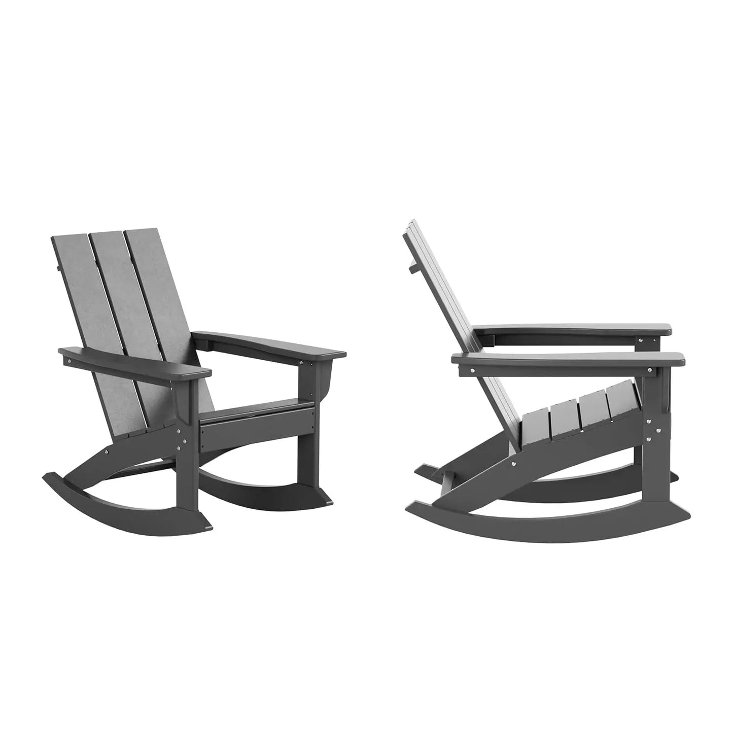 HDPE Modern Rocking Adirondack Chair Set UV Resistant Outdoor Patio