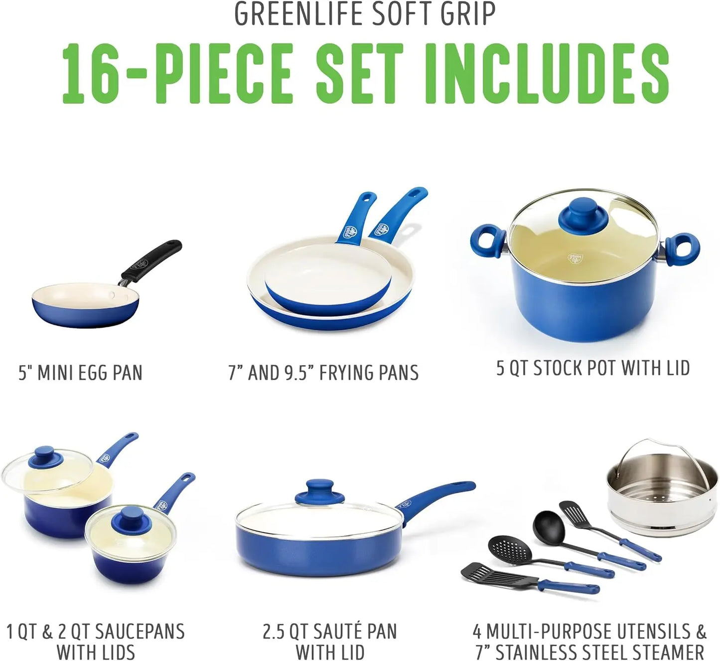 Nonstick Ceramic Cookware Set PFAS Free Dishwasher Safe Glass Lids