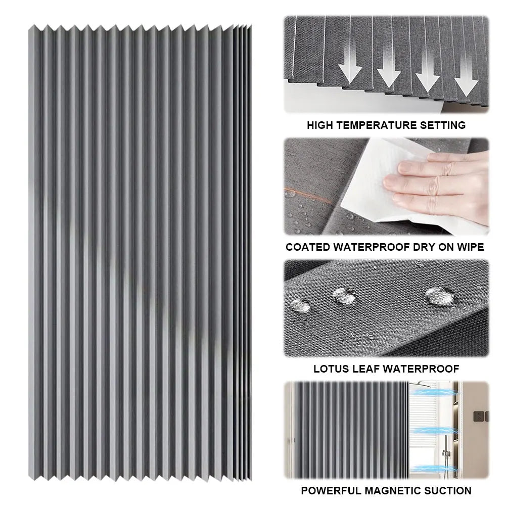 APWIKOGER Foldable Magnetic Shower Curtain Waterproof Bathroom With 14 Hooks