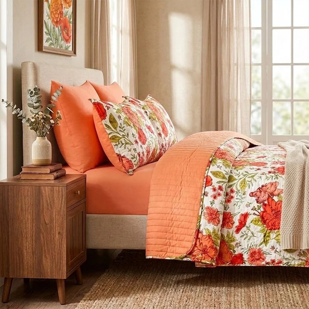 Premium Printed Polyester Bedspread Quilt Set For All Seasons