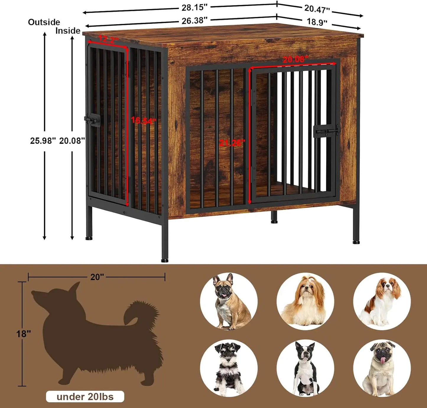 Heavy Duty Dog Crate Furniture Indoor Kennel TV Stand