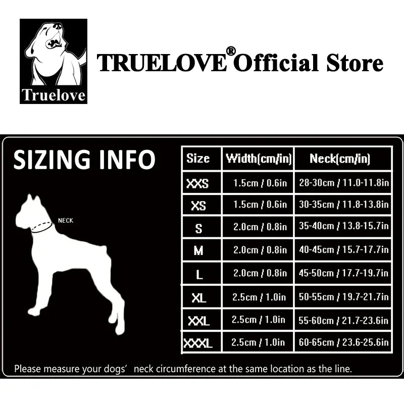 TRUELOVE Nylon Adjustable Dog Collar, Padded, Reflective, Heavy Duty