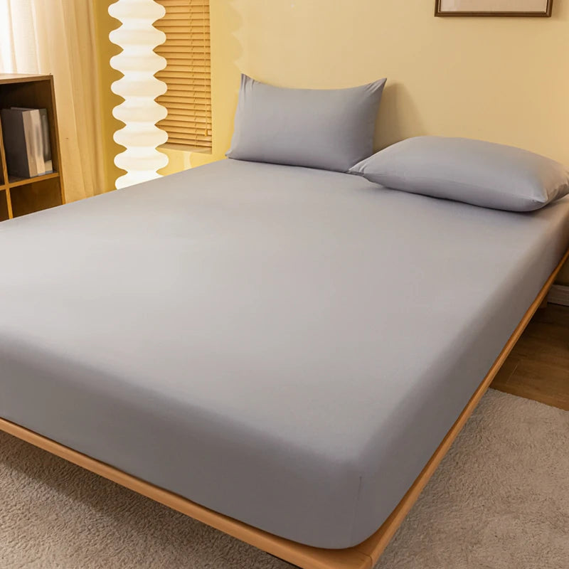 Matte Solid Polyester Fitted Sheet For Bedroom Decor
