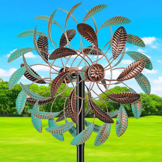 360° Wind Spinners Outdoor Wind Sculptures Windmill with Metal Stake Kinetic Large Metal Yard Art Decor Spinners Pinwheels for