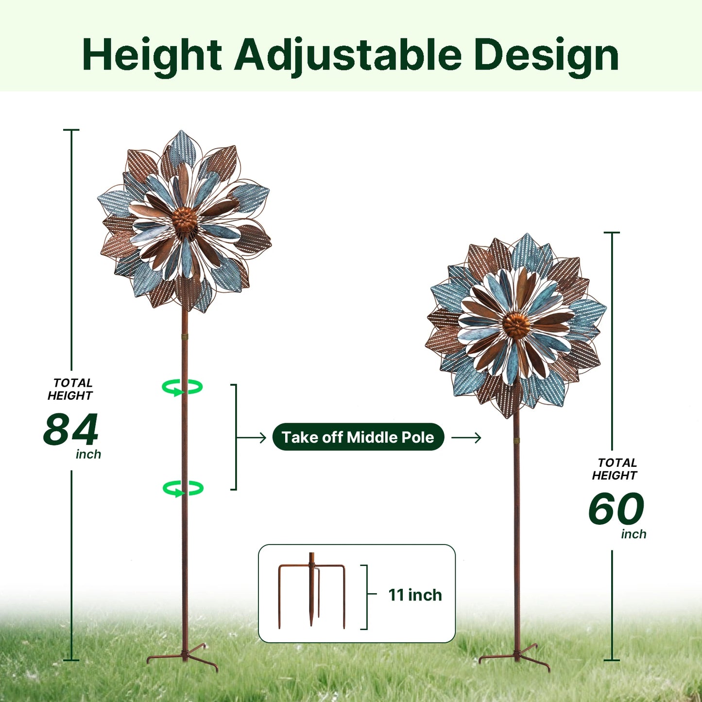 Wind Spinners Outdoor Metal Double Spinner Garden Sculpture 2 Pack
