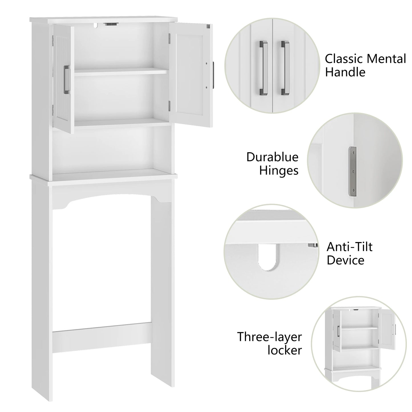 HiMISS Over The Toilet Storage Cabinet With Anti Tip Device