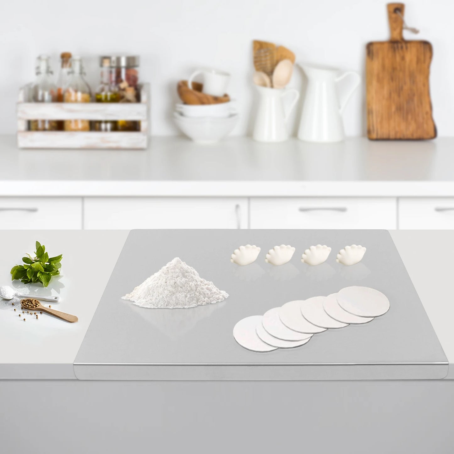 Stainless Steel Chopping Board With L Shaped Edge For Kitchen Counter Protection